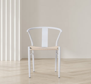 Beck Rope Fabric / Metal Mid Century Beige Hand Woven Rope Dining Chair - 21.5" W x 20" D x 30.5" H