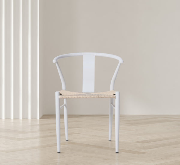 Beck Rope Fabric / Metal Mid Century Beige Hand Woven Rope Dining Chair - 21.5" W x 20" D x 30.5" H