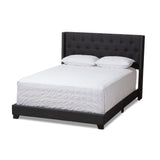 Brady Modern and Contemporary Charcoal Grey Fabric Upholstered King Size Bed