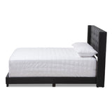 Baxton Studio Brady Modern and Contemporary Charcoal Grey Fabric Upholstered Queen Size Bed