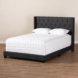 Baxton Studio Brady Modern and Contemporary Charcoal Grey Fabric Upholstered Queen Size Bed