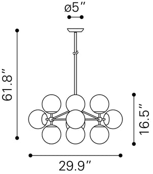 Zuo Modern Belfast Steel, Glass Modern Commercial Grade Ceiling Lamp Black, Clear Steel, Glass