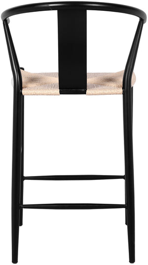 Beck Rope Fabric / Metal Mid Century Beige Hand Woven Rope Stool - 21.5" W x 22" D x 38.5" H