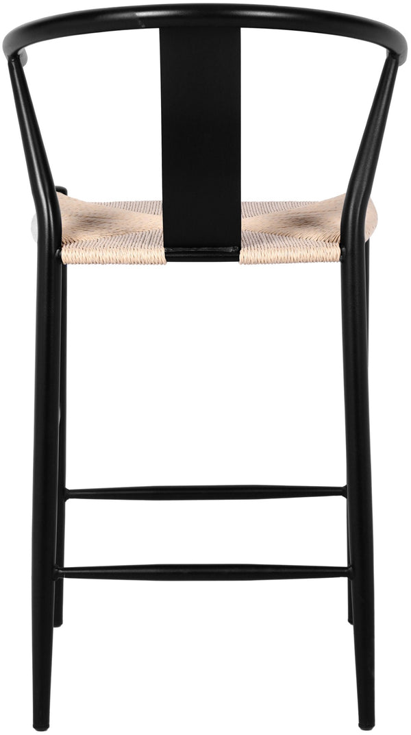 Beck Rope Fabric / Metal Mid Century Beige Hand Woven Rope Stool - 21.5" W x 22" D x 38.5" H