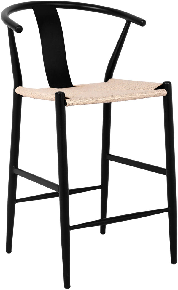 Beck Rope Fabric / Metal Mid Century Beige Hand Woven Rope Stool - 21.5" W x 22" D x 38.5" H