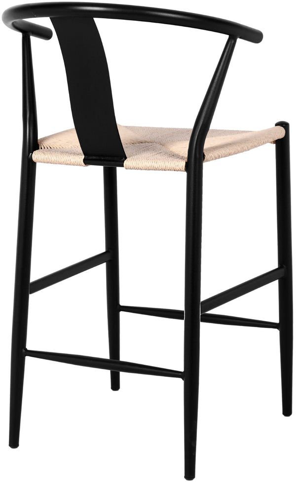 Beck Rope Fabric / Metal Mid Century Beige Hand Woven Rope Stool - 21.5" W x 22" D x 38.5" H