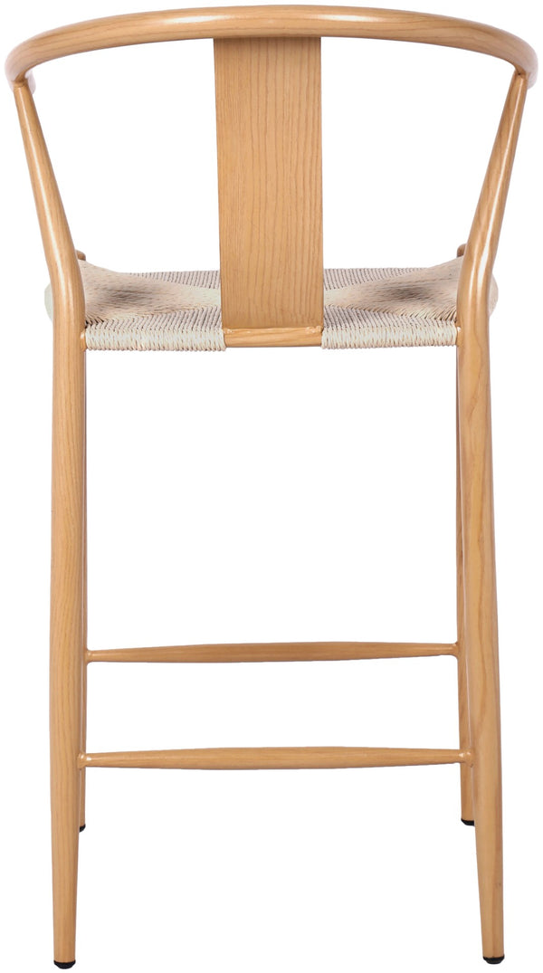 Beck Rope Fabric / Metal Mid Century Beige Hand Woven Rope Stool - 21.5" W x 22" D x 38.5" H