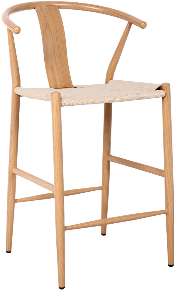 Beck Rope Fabric / Metal Mid Century Beige Hand Woven Rope Stool - 21.5" W x 22" D x 38.5" H