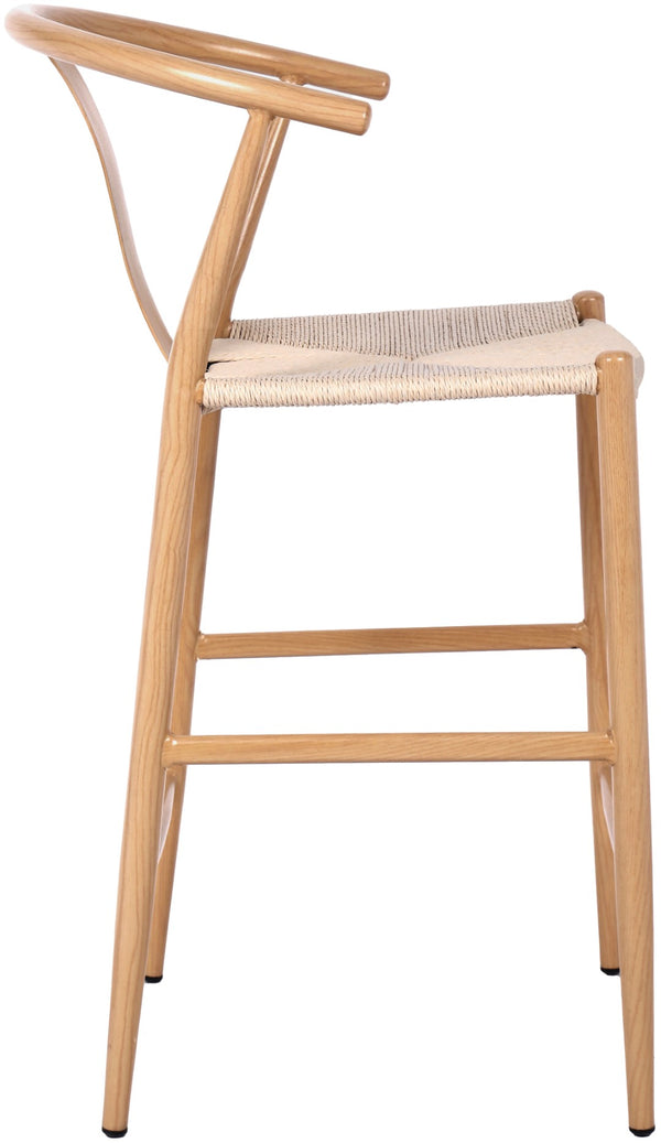 Beck Rope Fabric / Metal Mid Century Beige Hand Woven Rope Stool - 21.5" W x 22" D x 38.5" H