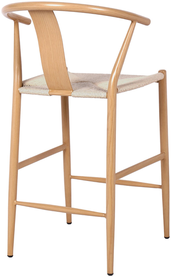 Beck Rope Fabric / Metal Mid Century Beige Hand Woven Rope Stool - 21.5" W x 22" D x 38.5" H