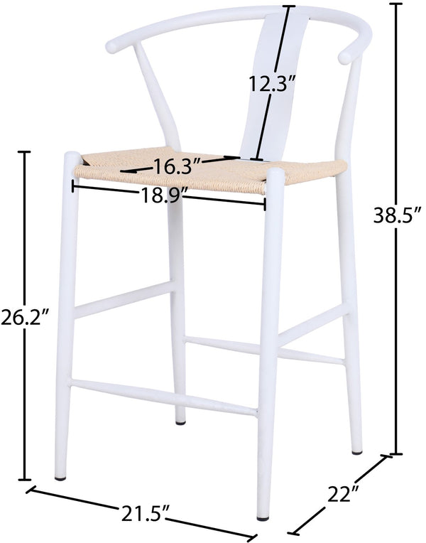 Beck Rope Fabric / Metal Mid Century Beige Hand Woven Rope Stool - 21.5" W x 22" D x 38.5" H