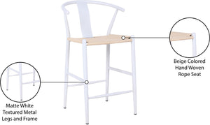 Beck Rope Fabric / Metal Mid Century Beige Hand Woven Rope Stool - 21.5" W x 22" D x 38.5" H