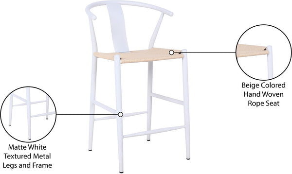 Beck Rope Fabric / Metal Mid Century Beige Hand Woven Rope Stool - 21.5" W x 22" D x 38.5" H