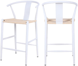 Beck Rope Fabric / Metal Mid Century Beige Hand Woven Rope Stool - 21.5" W x 22" D x 38.5" H