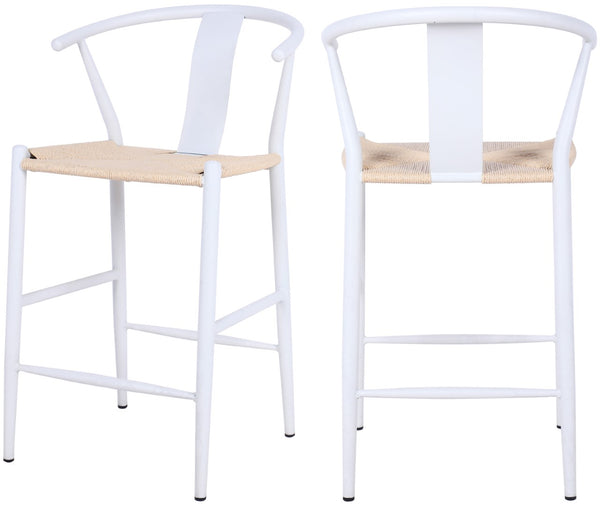 Beck Rope Fabric / Metal Mid Century Beige Hand Woven Rope Stool - 21.5" W x 22" D x 38.5" H