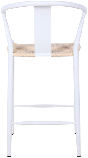 Beck Rope Fabric / Metal Mid Century Beige Hand Woven Rope Stool - 21.5" W x 22" D x 38.5" H