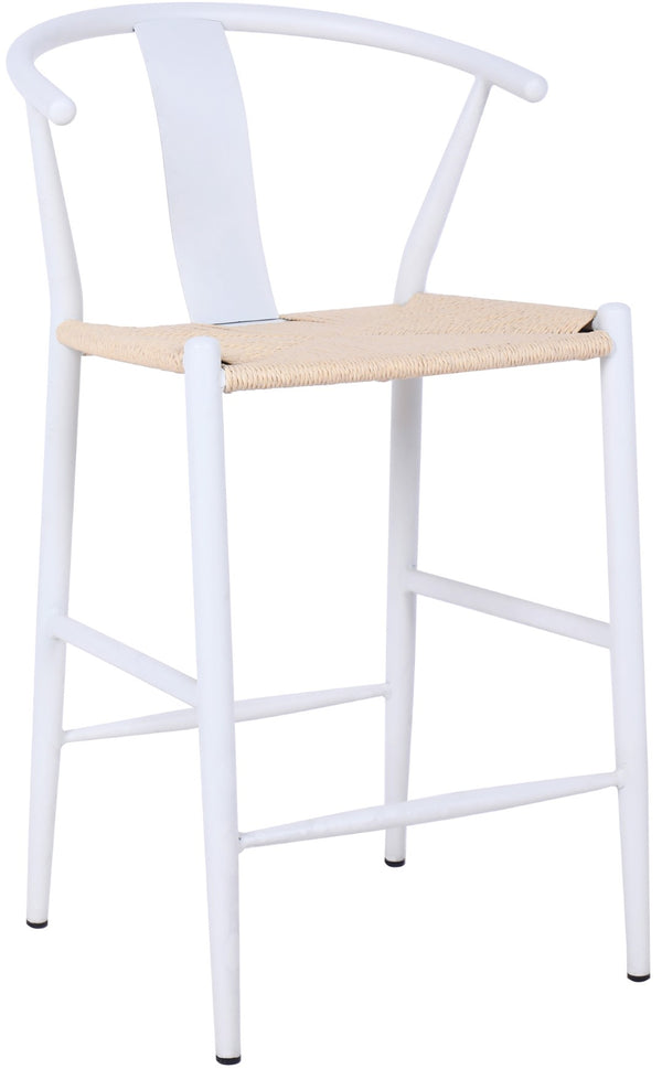 Beck Rope Fabric / Metal Mid Century Beige Hand Woven Rope Stool - 21.5" W x 22" D x 38.5" H