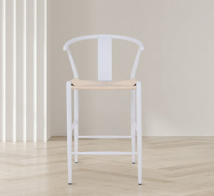 Beck Rope Fabric / Metal Mid Century Beige Hand Woven Rope Stool - 21.5" W x 22" D x 38.5" H