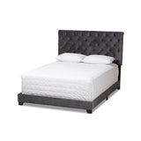 Candace Luxe and Glamour Dark Grey Velvet Upholstered Full Size Bed