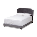 Darcy Luxe and Glamour Dark Grey Velvet Upholstered King Size Bed