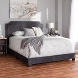 Baxton Studio Darcy Luxe and Glamour Dark Grey Velvet Upholstered King Size Bed