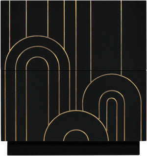 Turin Engineered Wood / Brass Mid Century Black Night Stand - 24" W x 18" D x 26" H