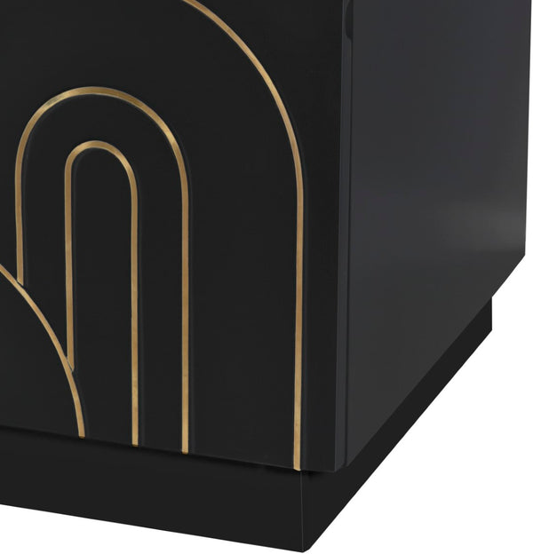 Turin Engineered Wood / Brass Mid Century Black Night Stand - 24" W x 18" D x 26" H