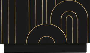 Turin Engineered Wood / Brass Mid Century Black Night Stand - 24" W x 18" D x 26" H