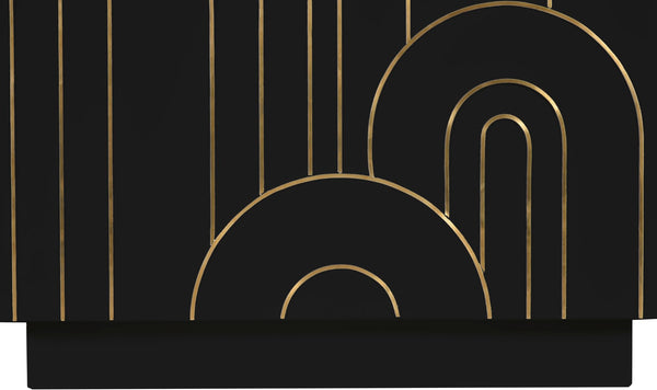 Turin Engineered Wood / Brass Mid Century Black Night Stand - 24" W x 18" D x 26" H