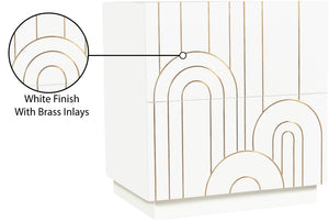 Turin Engineered Wood / Brass Mid Century White Night Stand - 24" W x 18" D x 26" H