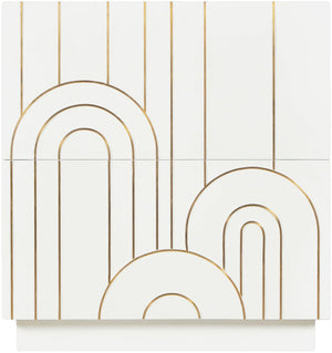 Turin Engineered Wood / Brass Mid Century White Night Stand - 24" W x 18" D x 26" H