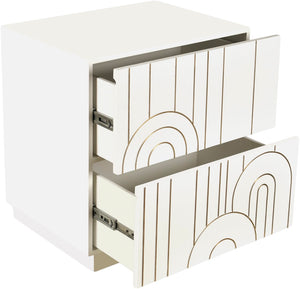 Turin Engineered Wood / Brass Mid Century White Night Stand - 24" W x 18" D x 26" H