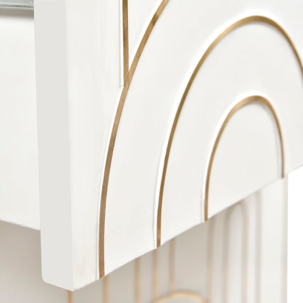 Turin Engineered Wood / Brass Mid Century White Night Stand - 24" W x 18" D x 26" H