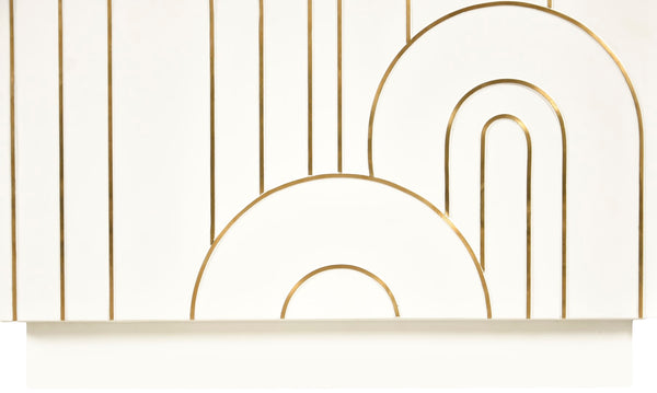 Turin Engineered Wood / Brass Mid Century White Night Stand - 24" W x 18" D x 26" H