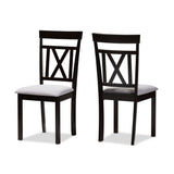 Rosie Modern and Contemporary Grey Fabric Upholstered and Espresso Brown Finished Dining Chair Set of 2