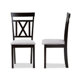 Baxton Studio Rosie Modern and Contemporary Grey Fabric Upholstered and Espresso Brown Finished Dining Chair Set of 2