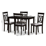 Baxton Studio Rosie Modern and Contemporary Espresso Brown Finished and Grey Fabric Upholstered 5-Piece Dining Set