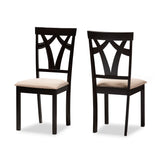 Sylvia Modern and Contemporary Sand Fabric Upholstered and Espresso Brown Finished Dining Chair Set of 2