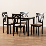 Baxton Studio Sylvia Modern and Contemporary Espresso Brown Finished and Sand Fabric Upholstered 5-Piece Dining Set