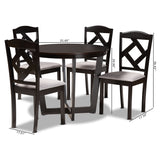 Morigan Modern Transitional Grey Fabric Upholstered and Dark Brown Finished Wood 5-Piece Dining Set