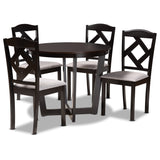 Morigan Modern Transitional Grey Fabric Upholstered and Dark Brown Finished Wood 5-Piece Dining Set