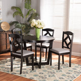 Morigan Modern Transitional Grey Fabric Upholstered and Dark Brown Finished Wood 5-Piece Dining Set