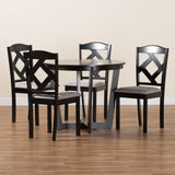 Morigan Modern Transitional Grey Fabric Upholstered and Dark Brown Finished Wood 5-Piece Dining Set