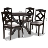 Nesa Modern Transitional Grey Fabric Upholstered and Dark Brown Finished Wood 5-Piece Dining Set