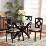 Nesa Modern Transitional Grey Fabric Upholstered and Dark Brown Finished Wood 5-Piece Dining Set