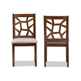 Baxton Studio Abilene Mid-Century Grey Fabric Upholstered and Walnut Brown Finished Dining Chair Set of 2