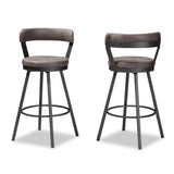 Baxton Studio Arcene Rustic and Industrial Antique Grey Fabric Swivel Bar Stool Set of 2