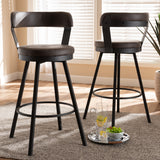 Baxton Studio Arcene Rustic and Industrial Antique Grey Fabric Swivel Bar Stool Set of 2