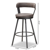 Baxton Studio Arcene Rustic and Industrial Antique Grey Fabric Swivel Bar Stool Set of 2