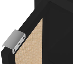 Cambria Natural Cane / Engineered Wood / Metal Mid Century Black Night Stand - 26" W x 18" D x 24" H